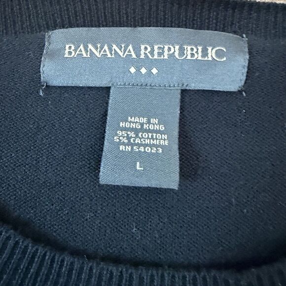 Banana Republic Mens Sweater Large Black Crewneck Cotton Cashmere Blend Pullover - Picture 6 of 7